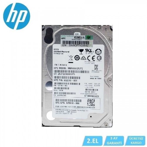 HP 1TB 7.2K RPM 2,5" SATA MM1000GHJTE SERVER HARDDİSK 2.EL